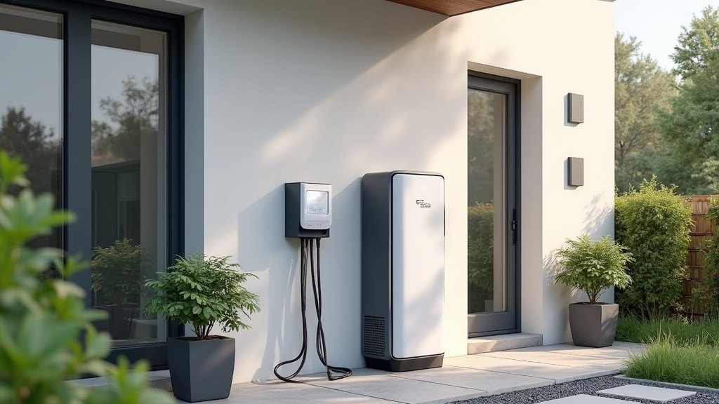 Borne de recharge électrique installée à l’extérieur d’un domicile à Saint-Paul-en-Jarez