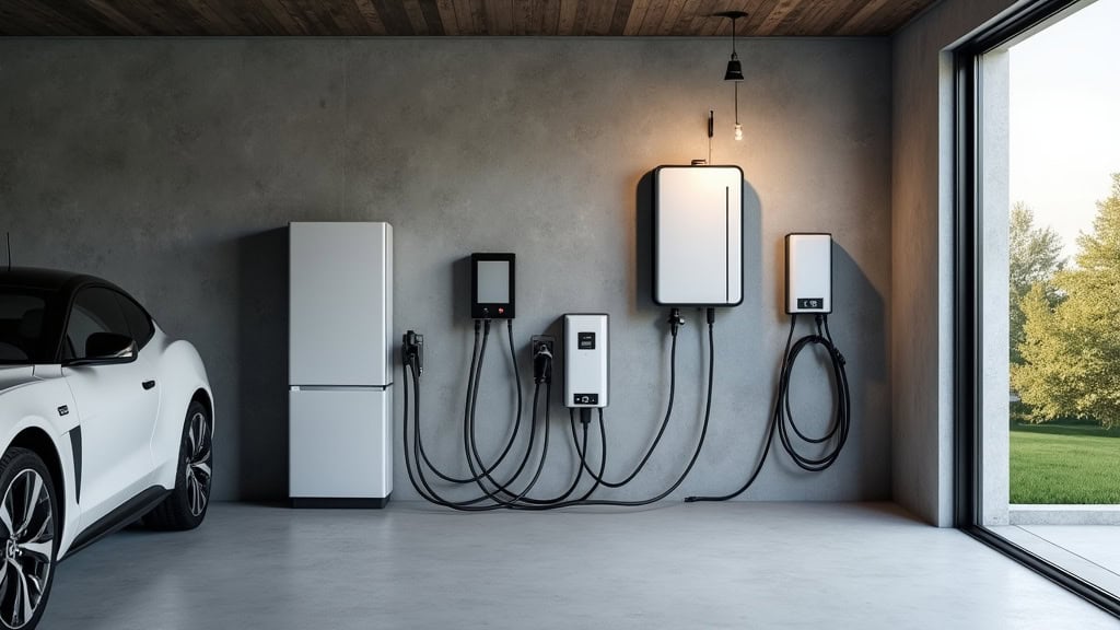 Borne de recharge électrique installée dans un garage à Gondecourt