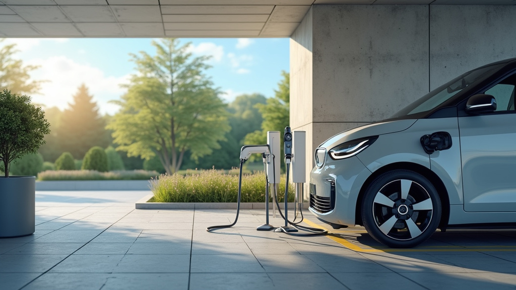 Borne de recharge électrique installée dans un parking d