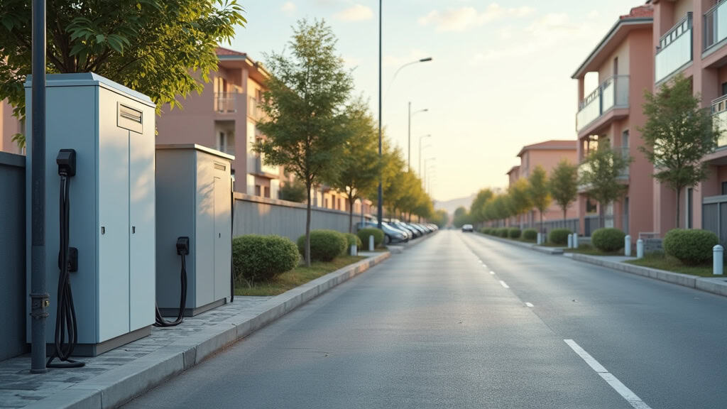 Borne de recharge électrique installée dans une rue de La Ricamarie