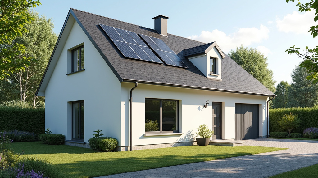 Borne de recharge électrique installée devant une maison à Armbouts-Cappel en bordure de lac