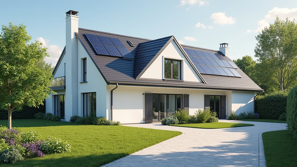 Borne de recharge électrique installée devant une maison à Saint-Pierre-de-Varengeville