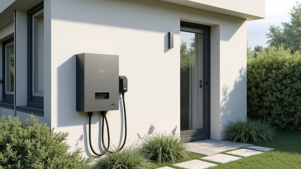 Borne de recharge électrique installée en extérieur à Feigères, protégée des intempéries