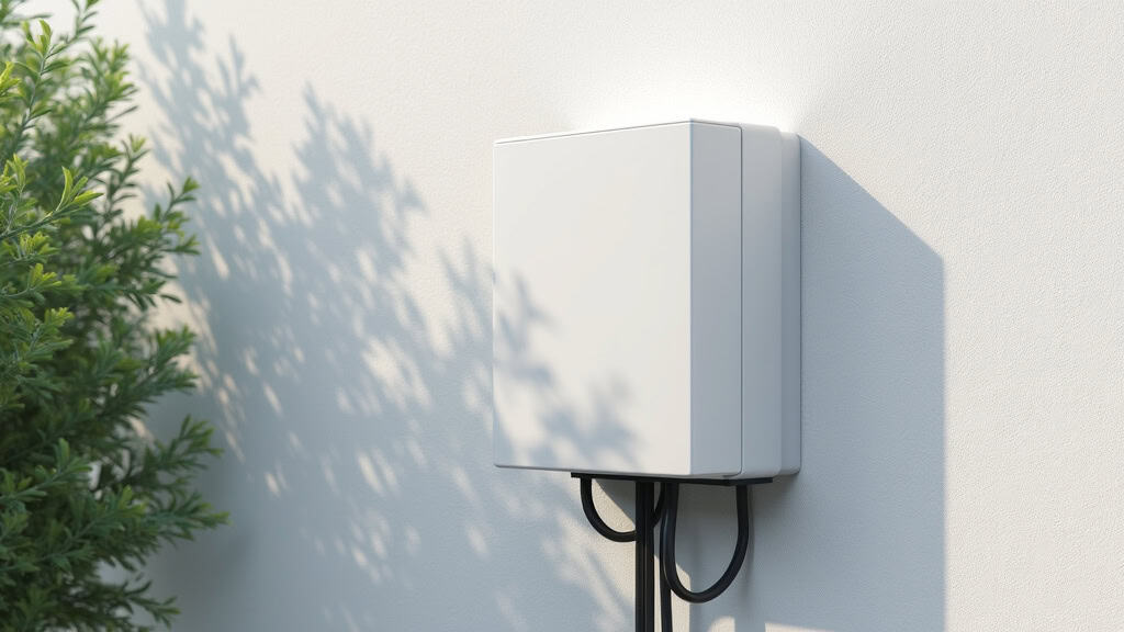 Borne de recharge électrique installée sur le mur extérieur d