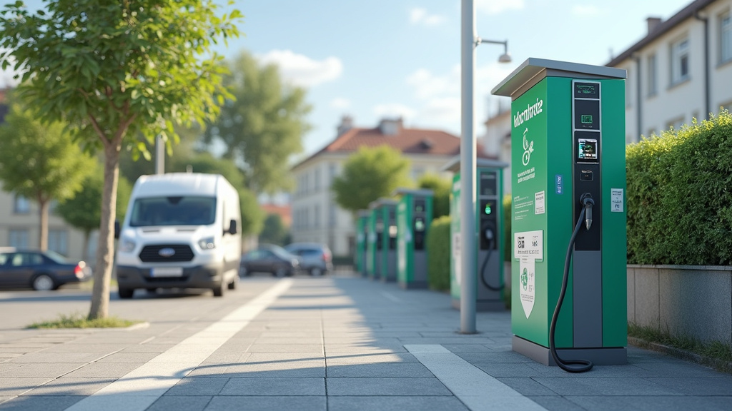 Borne de recharge électrique publique située en zone d