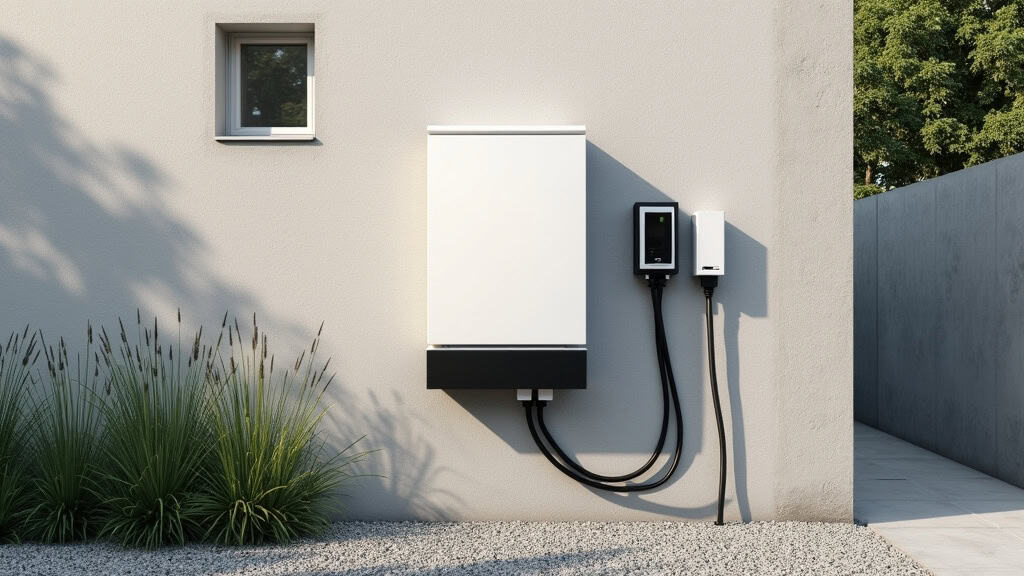 Borne de recharge électrique type 2 installée sur un mur extérieur à Laroche-Saint-Cydroine