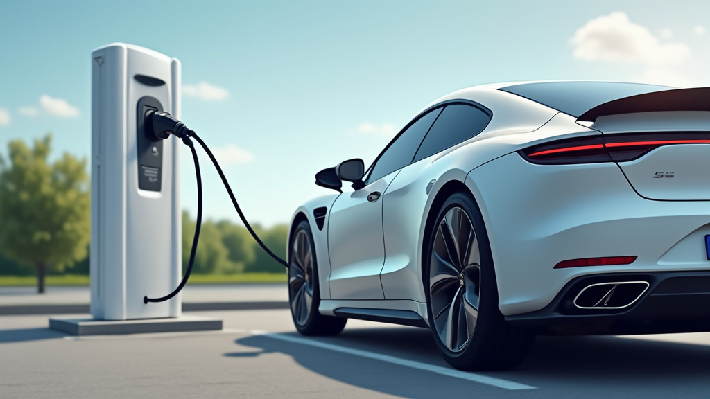 Borne de recharge en fonctionnement, raccordée à une voiture électrique à Saint-Paul-en-Jarez