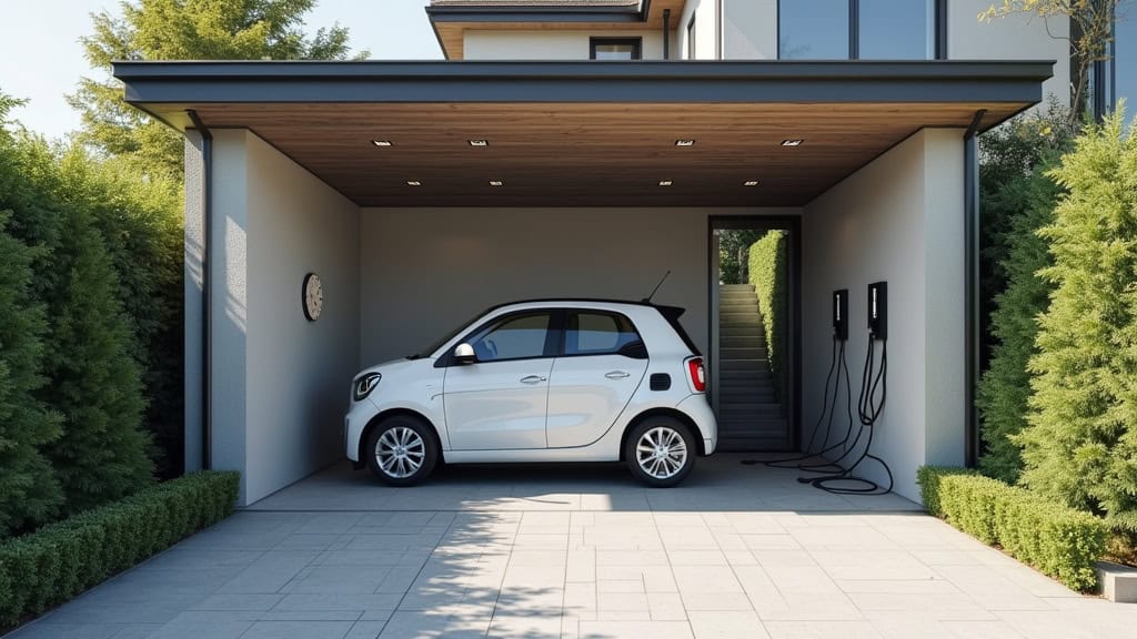 Borne de recharge installée dans un garage à Dainville