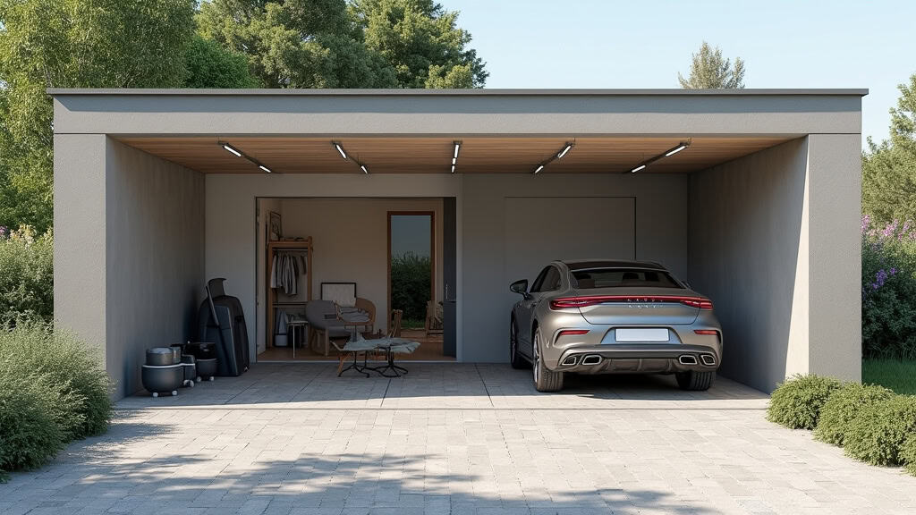 Borne de recharge installée dans un garage privé à Jarzé Villages