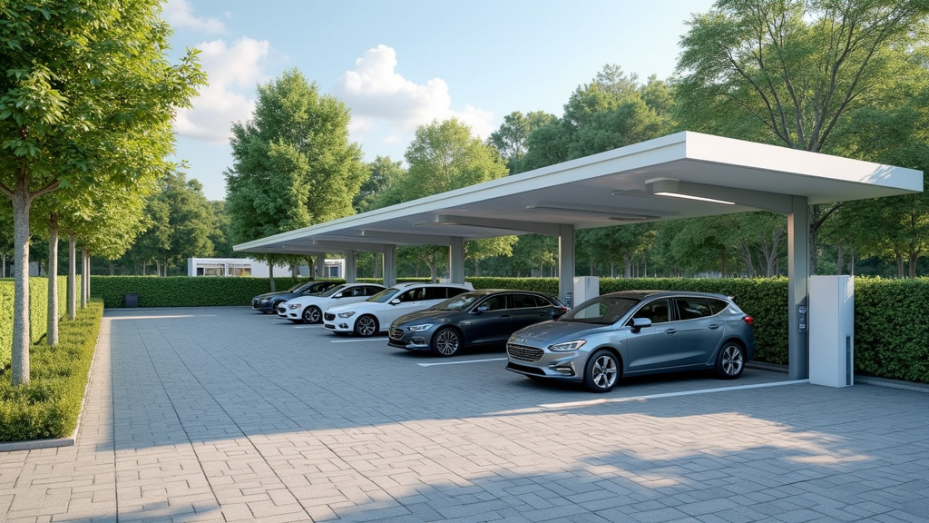 Borne de recharge installée dans un parking d