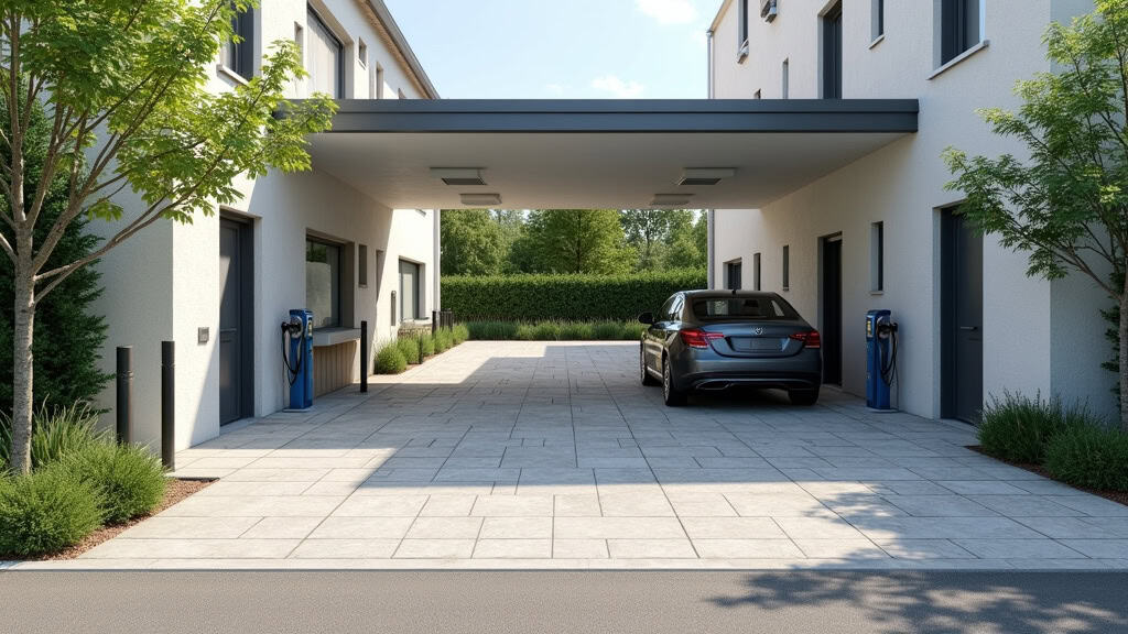 Borne de recharge installée dans un parking de copropriété à Gometz-la-Ville
