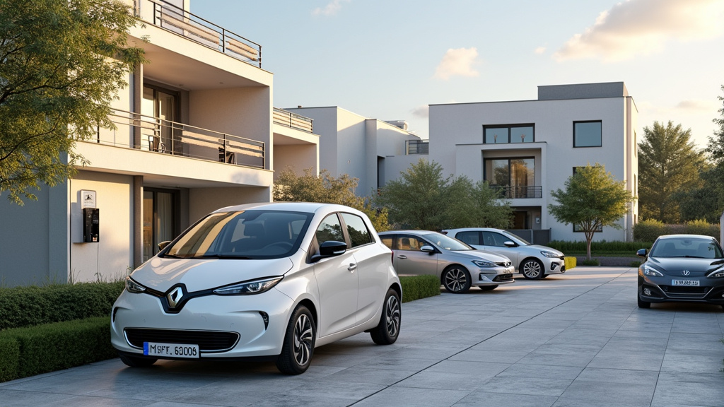 Borne de recharge installée dans un parking de copropriété à La Jarne