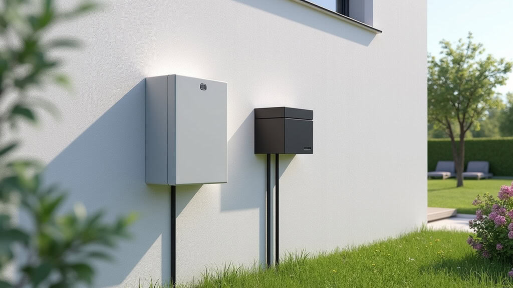 Borne de recharge installée sur le mur extérieur d