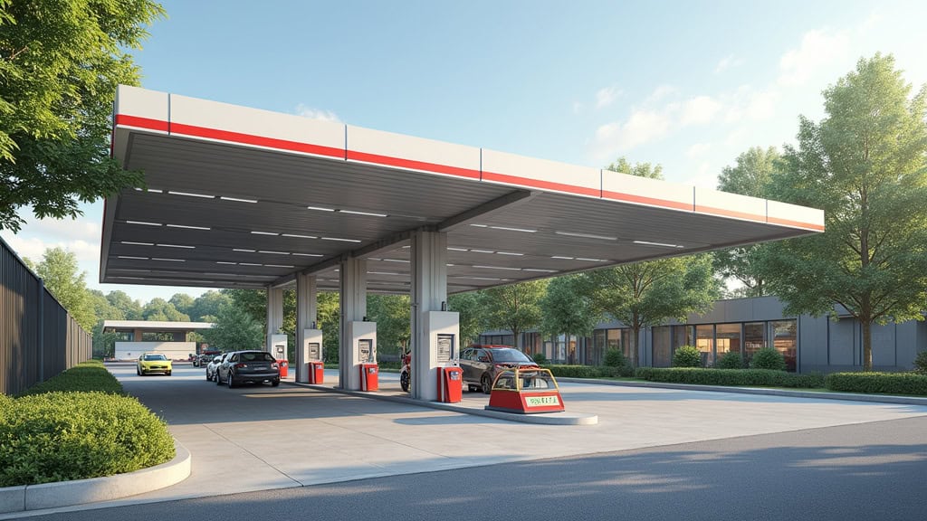 Borne de recharge publique située au Carrefour des Biards à Isigny-le-Buat