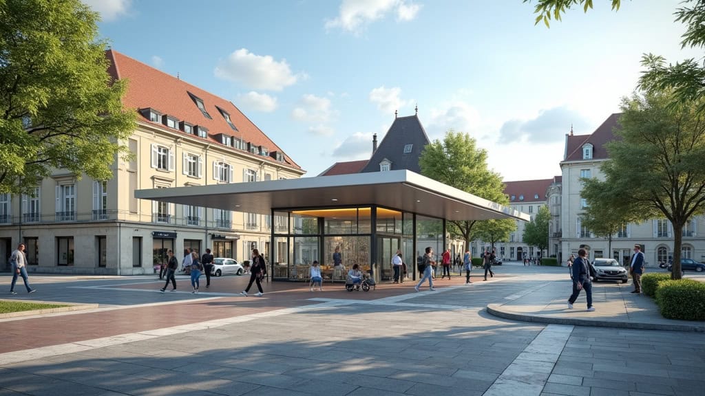 Borne de recharge publique située sur la place de Verdun à Auxi-le-Château