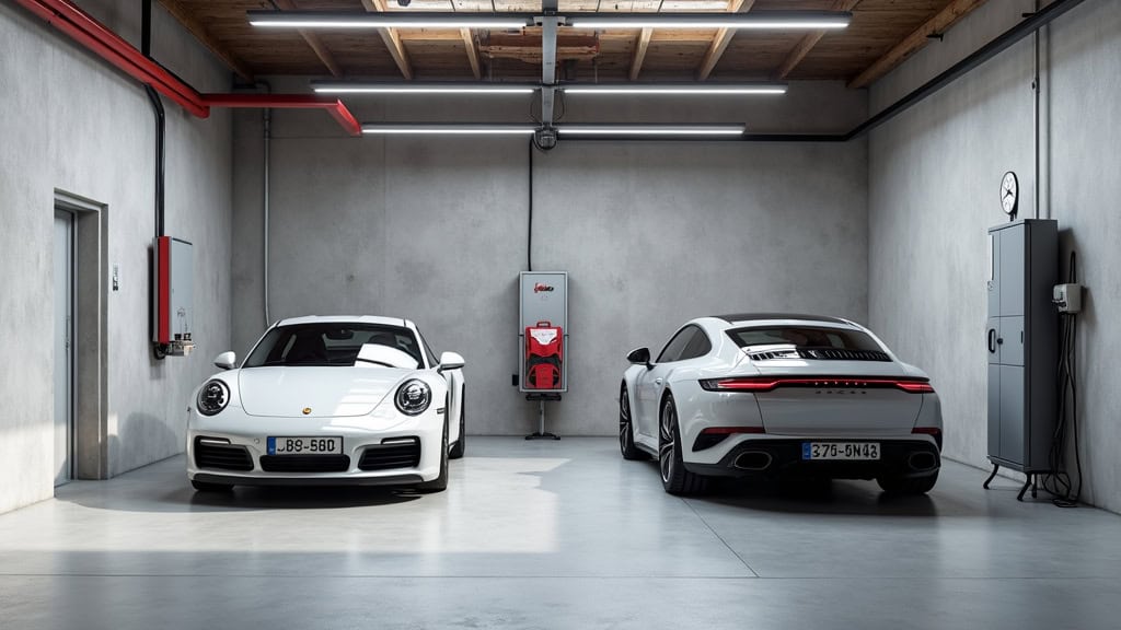 Borne électrique installée dans un garage à Hermes