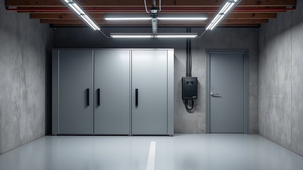 Borne électrique installée dans un garage privé à Saint-Privat-des-Vieux