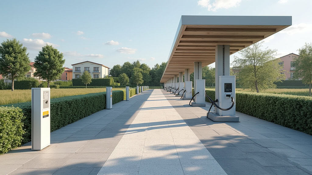 Bornes de recharge publiques situées sur le parking du champ de foire à Matour
