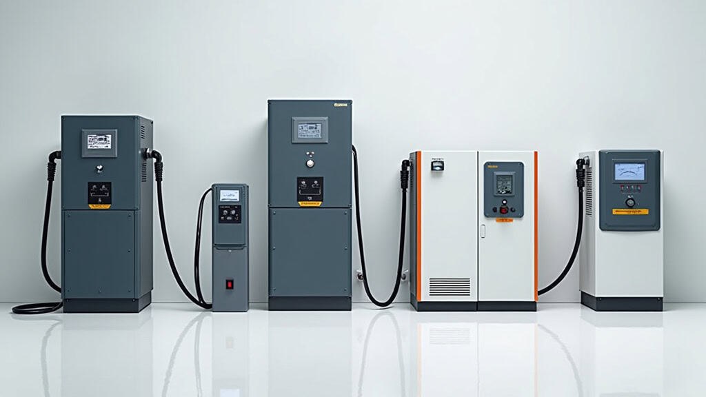 Comparatif visuel des marques de bornes de recharge Hager, Schneider, Autel et Trydan à Courbevoie