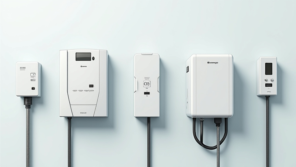 Différents modèles de bornes de recharge électrique murales et solaires