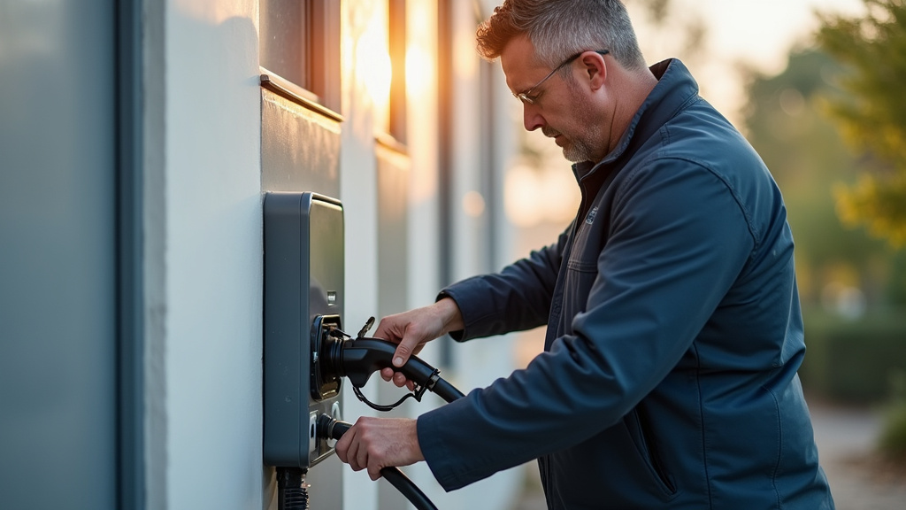 Électricien certifié IRVE installant une borne de recharge à Gauchy