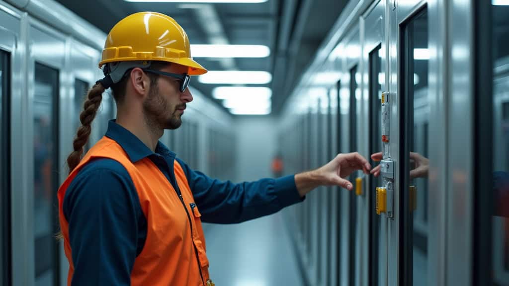 Électricien effectuant le contrôle final d