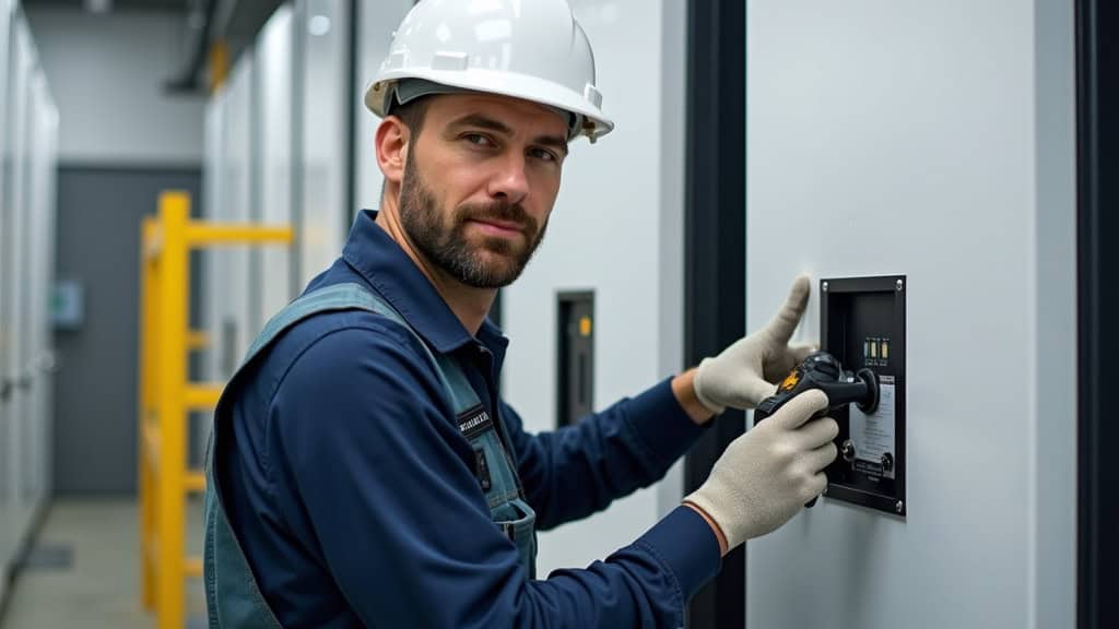 Électricien en train d’installer une borne de recharge à Grugies