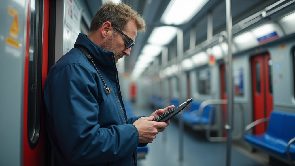 Électricien IRVE en train d