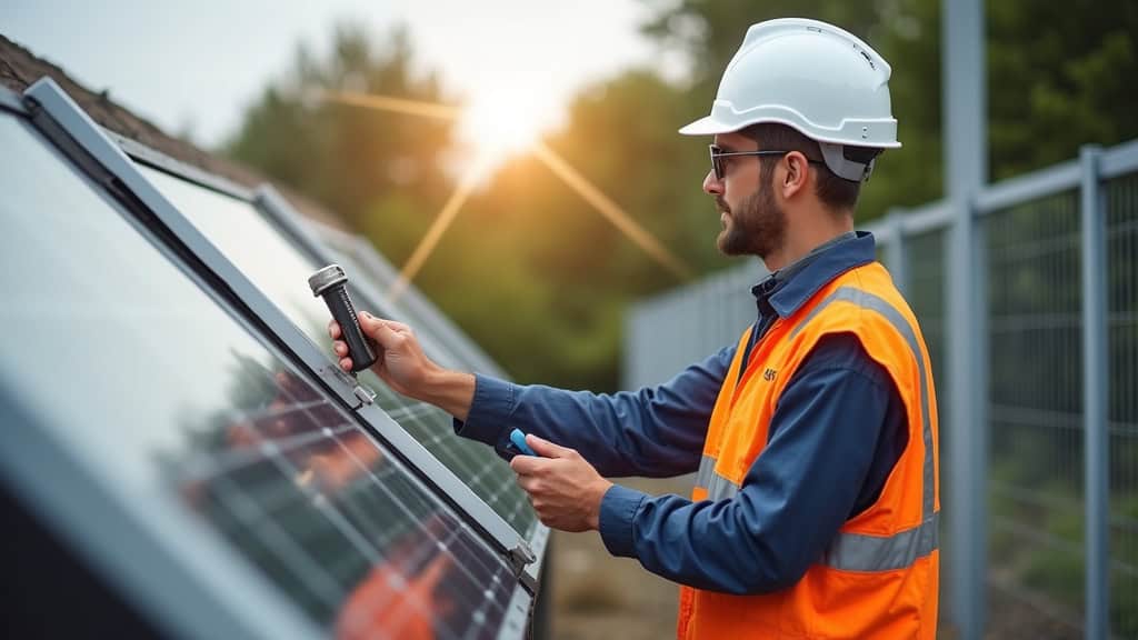 Électricien IRVE en train d’installer une borne de recharge à Florensac, proche de Nézignan-l