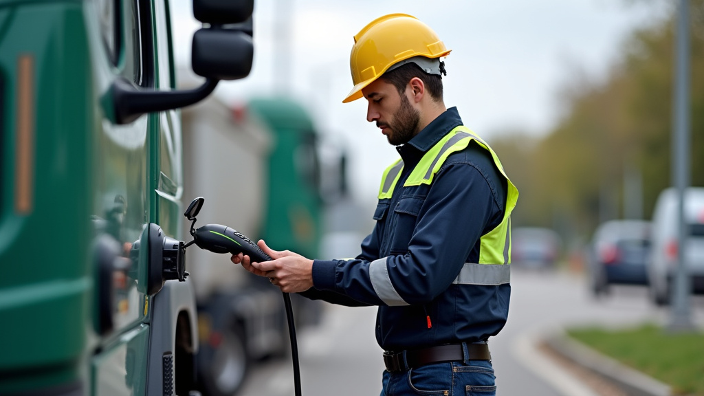 Électricien qualifié IRVE en train de raccorder une borne de recharge à Douvres