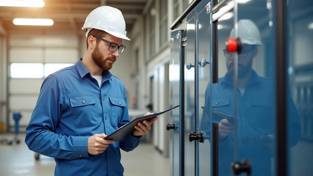 Électricien qualifié IRVE testant une borne de recharge nouvellement installée à Montrozier