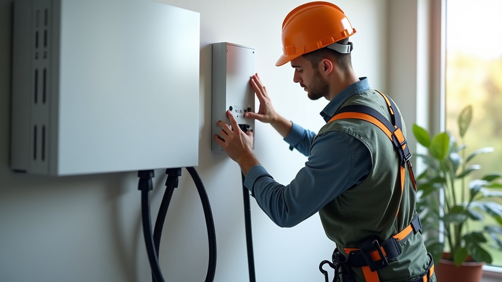 Installateur en train de poser une borne de recharge à Granges-Narboz