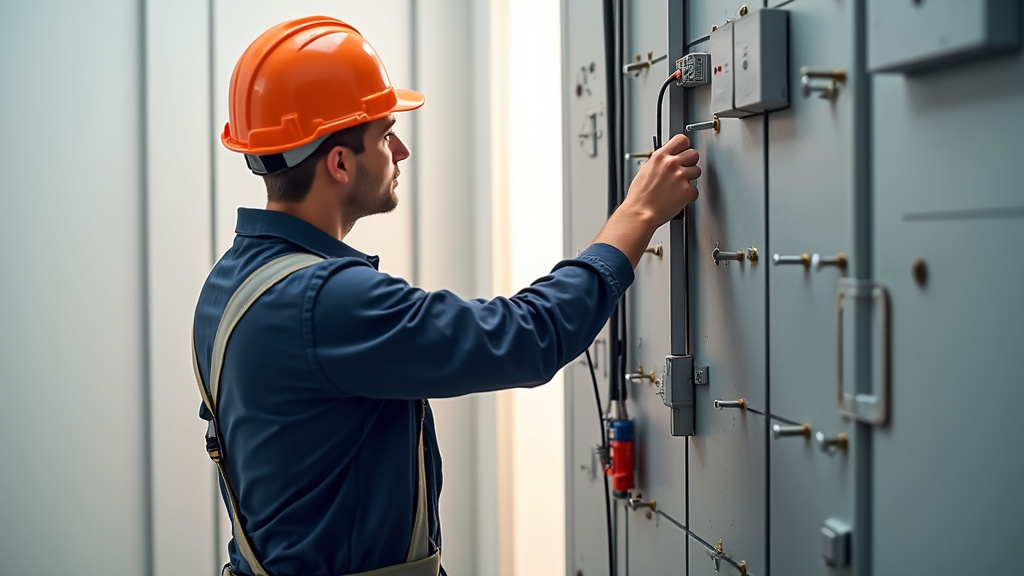 Installateur en train de poser une borne électrique à Avord