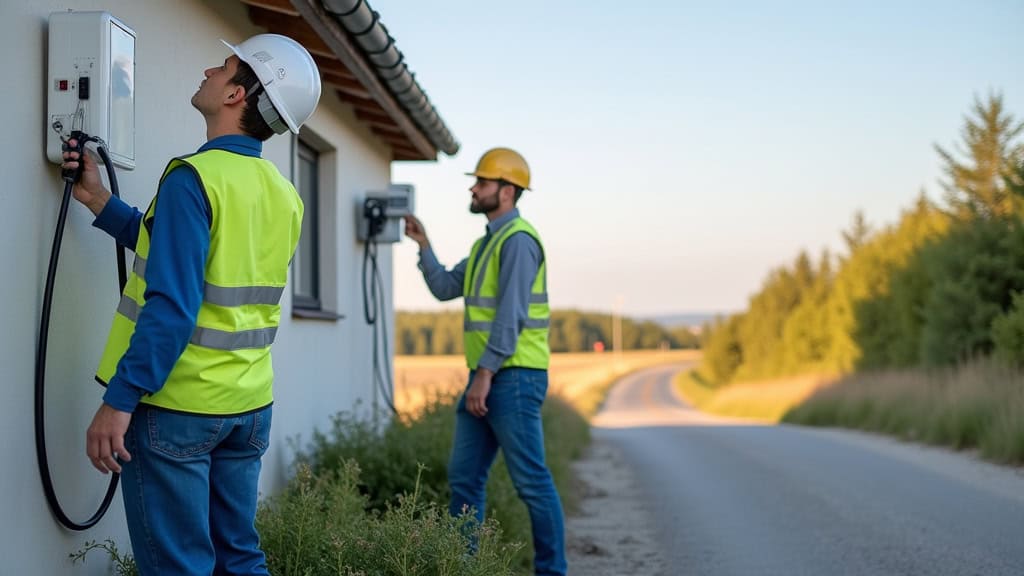 Préparation de l’installation d’une borne de recharge électrique à Yvetot-Bocage