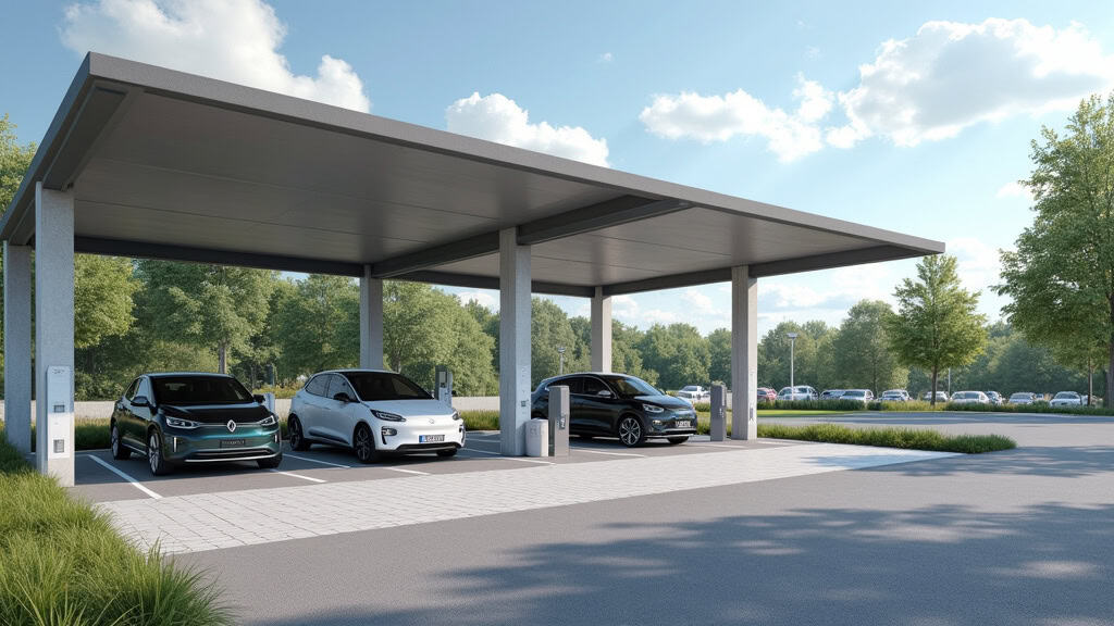 Station de recharge R3 située sur le parking de Cuisines Schmidt à Choisey