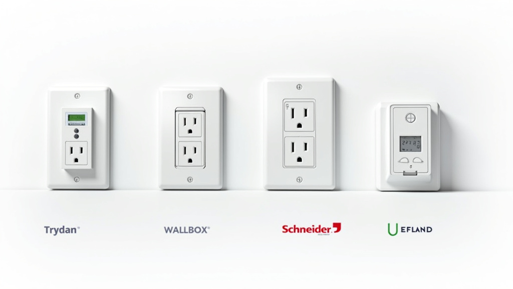 Tableau comparatif des principales bornes de recharge : Trydan, Wallbox, Schneider, Legrand