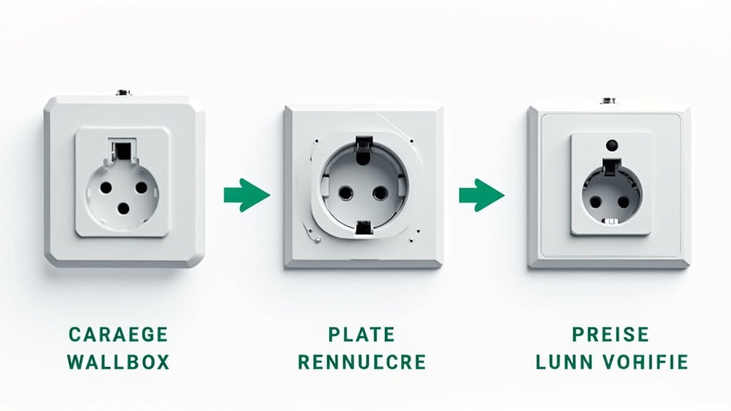 Tableau comparatif entre wallbox, prise renforcée et prise standard pour la recharge de voiture électrique