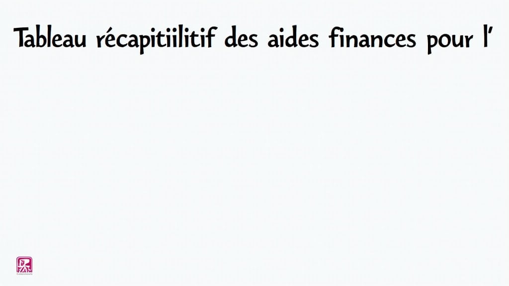 Tableau récapitulatif des aides financières pour l