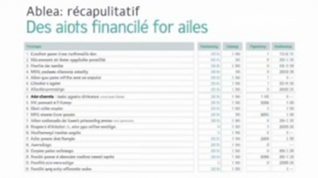 Tableau récapitulatif des aides financières pour l