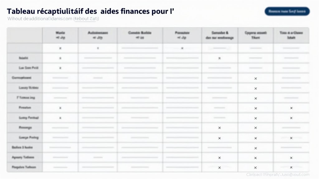 Tableau récapitulatif des aides financières pour l