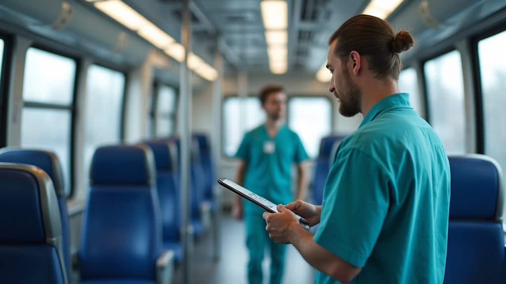 Technicien ECP en train d