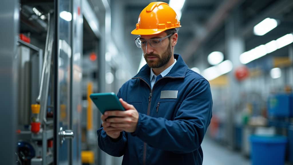 Technicien en train de vérifier le bon fonctionnement d