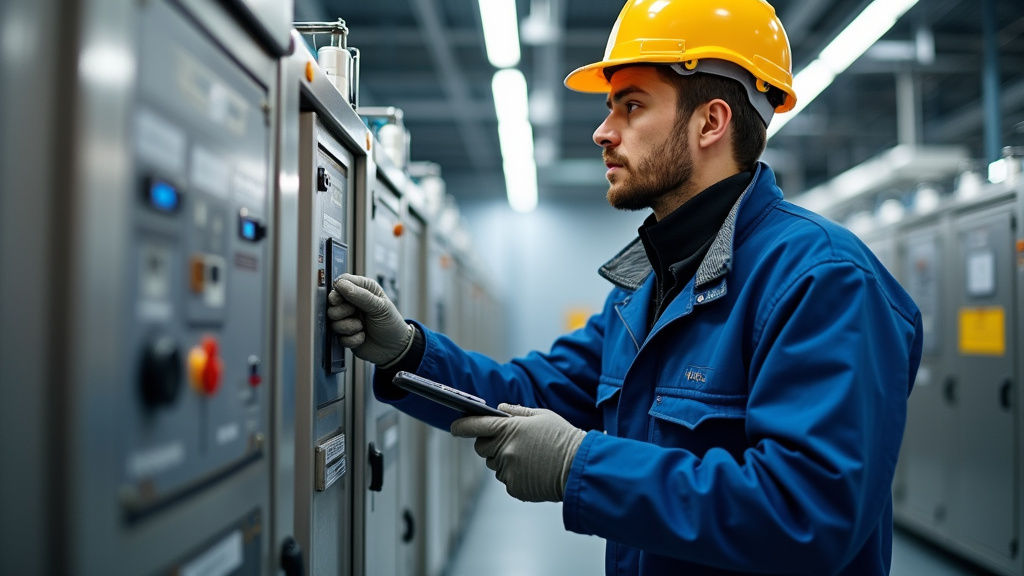 Technicien en train de vérifier le bon fonctionnement d