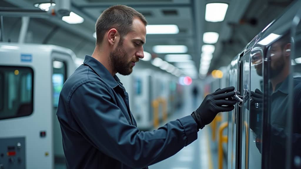 Technicien en train de vérifier le fonctionnement d