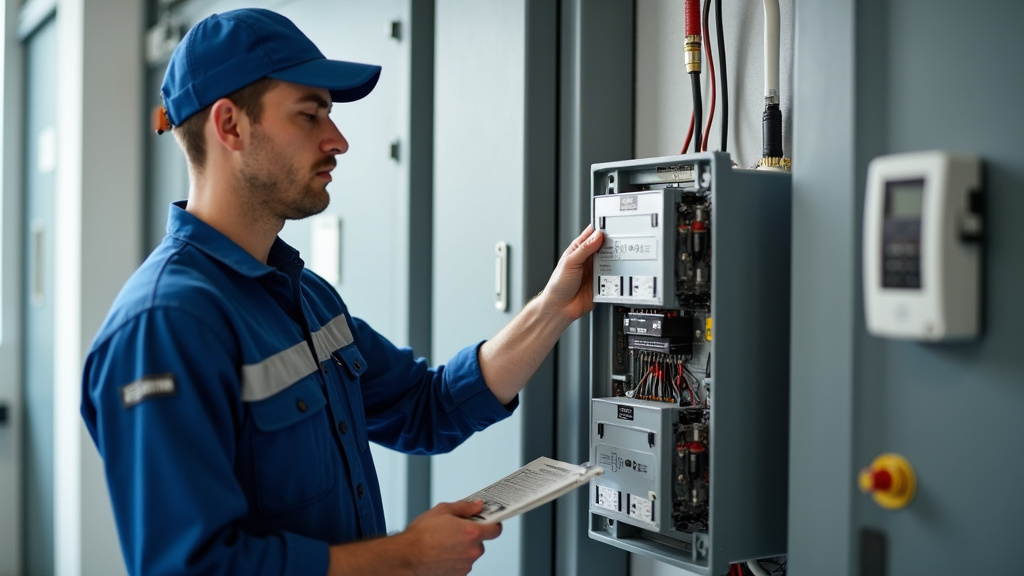 Technicien en train de vérifier un tableau électrique à Ciry-le-Noble
