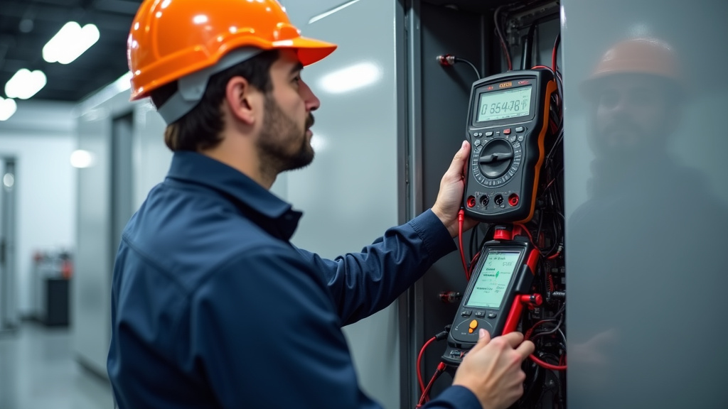 Technicien en train d’effectuer un diagnostic électrique avant installation d’une borne
