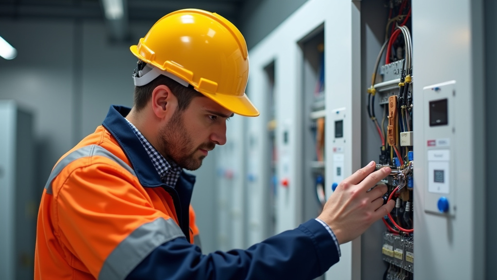 Technicien IRVE en train de vérifier le tableau électrique d