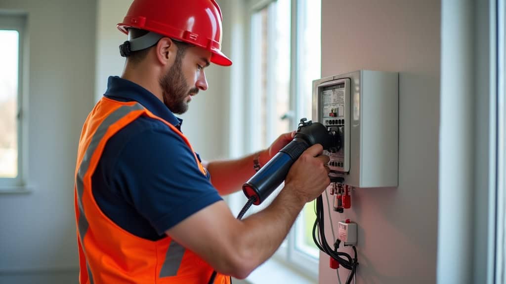 Technicien IRVE en train d’installer une borne électrique chez un client à Saint-Jean-sur-Vilaine