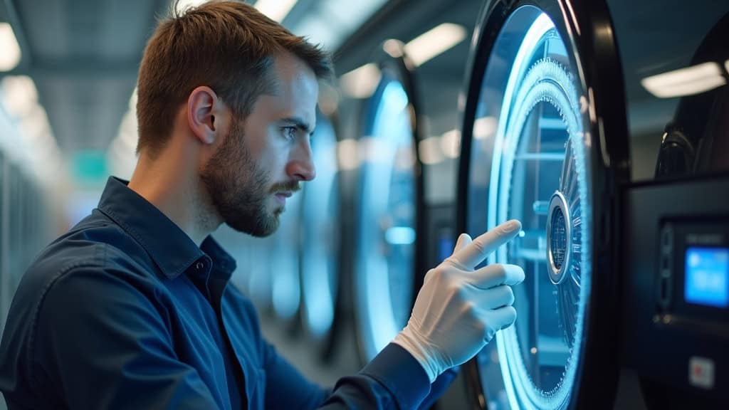 Technicien vérifiant le fonctionnement d