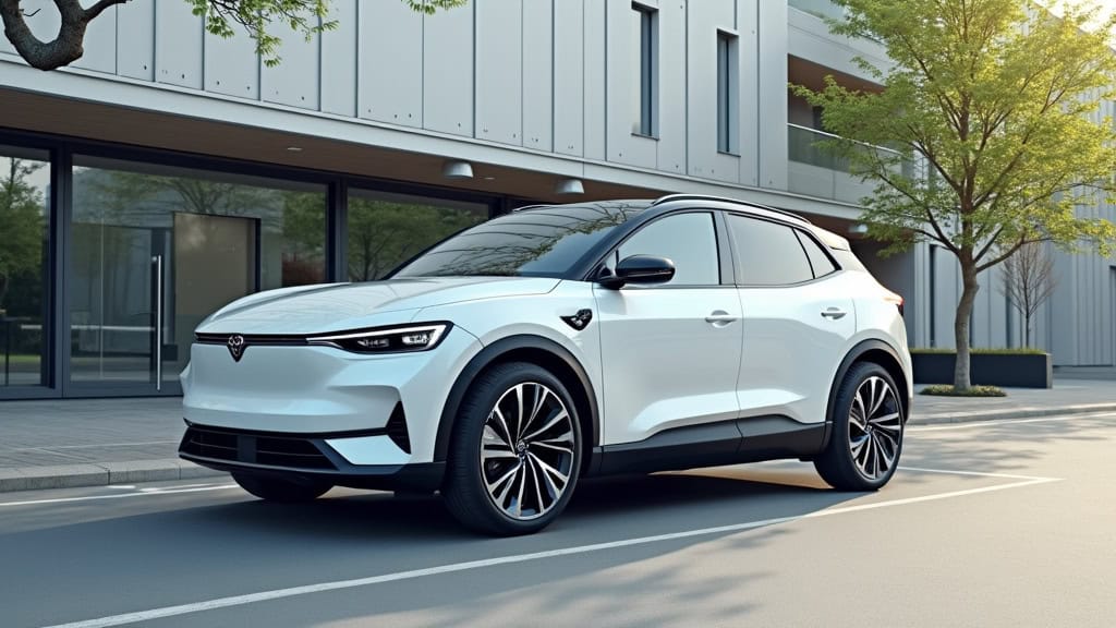 Voiture électrique en charge sur une borne installée à Beauchastel